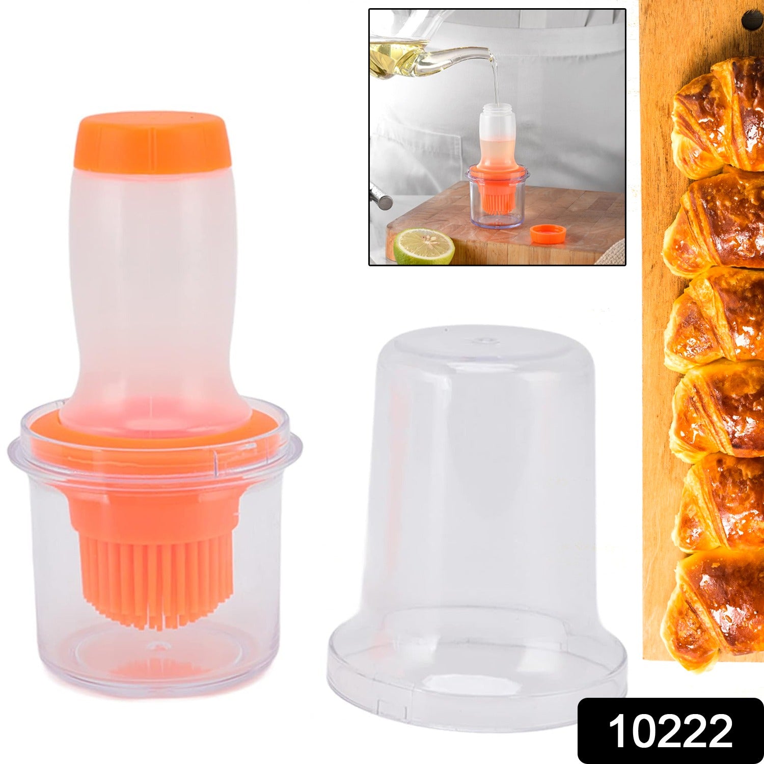 2 In 1 Portable Silicone Oil Bottle Brush With Lid (1 Set) 2 In 1 Portable Silicone Oil Bottle Brush With Lid (1 Set)